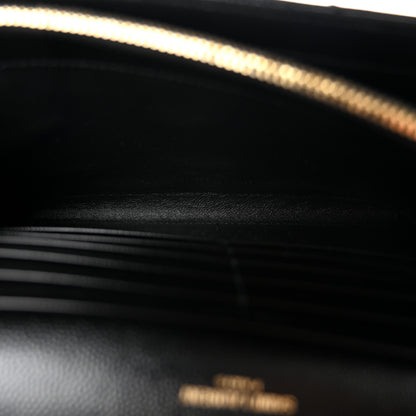 Saint Laurent Grain De Poudre Matelasse Chevron Monogram Chain Wallet Black 4 of 10