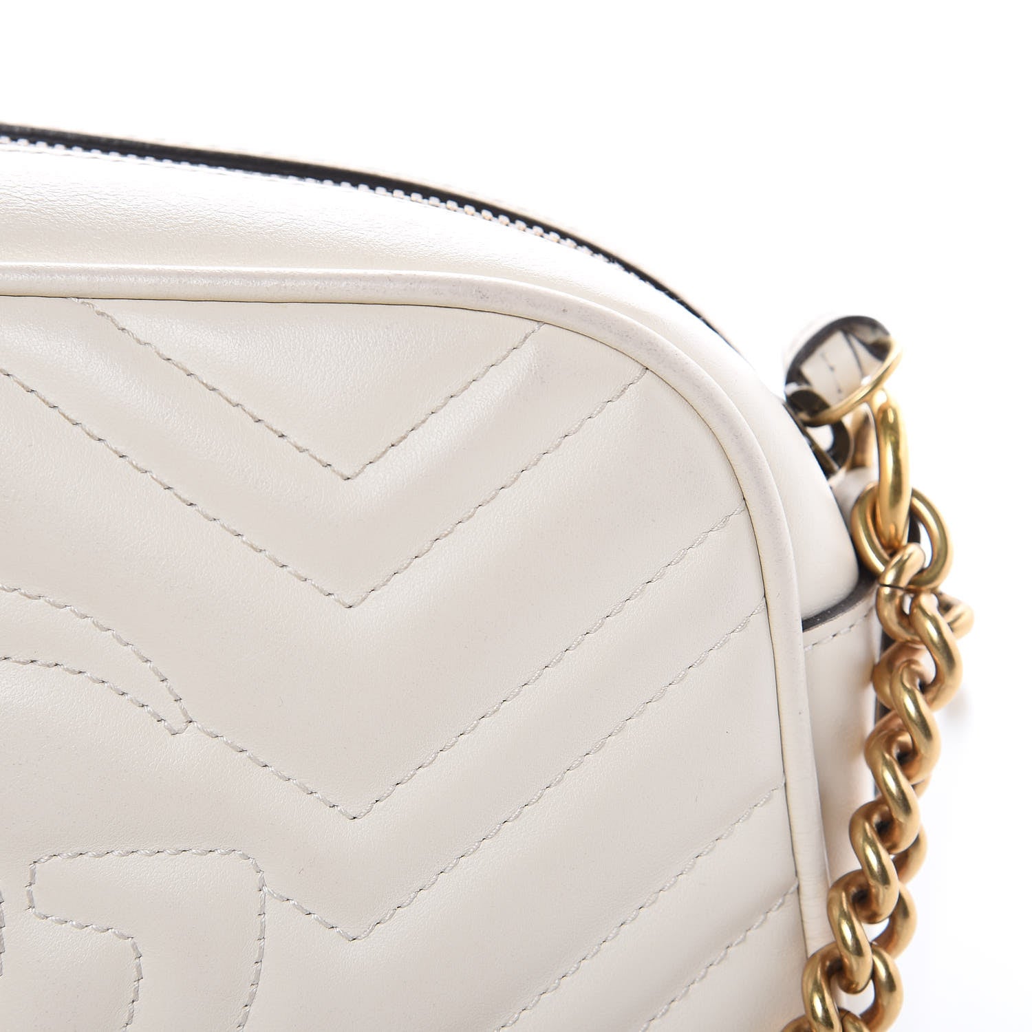 Gucci Calfskin Matelasse Small GG Marmont Chain Shoulder Bag White 8 of 11
