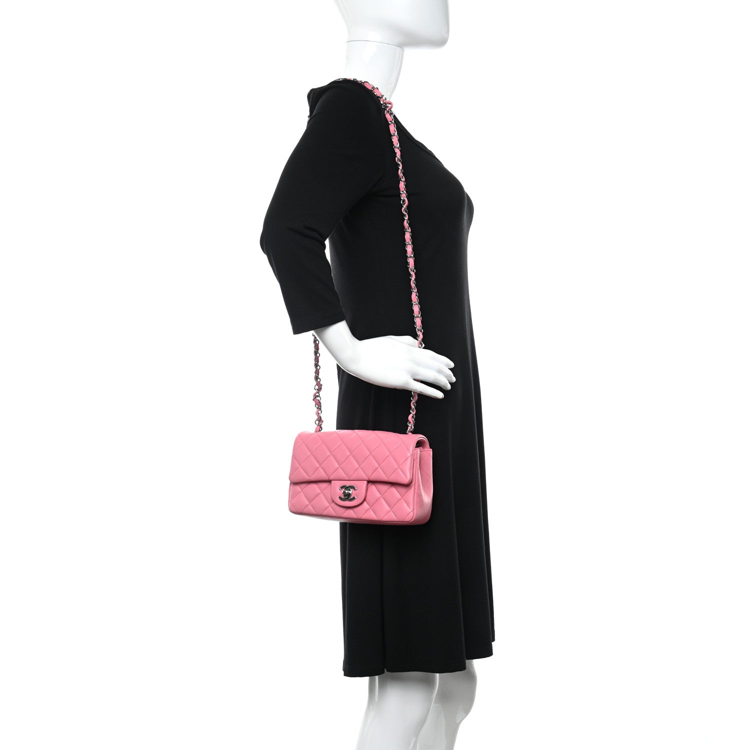 Chanel Lambskin Quilted Mini Rectangular Flap Pink 2 of 9