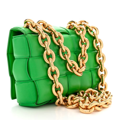 Bottega Veneta Lambskin Maxi Intreccio Padded Chain Cassette Crossbody Bag Grass 3 of 13