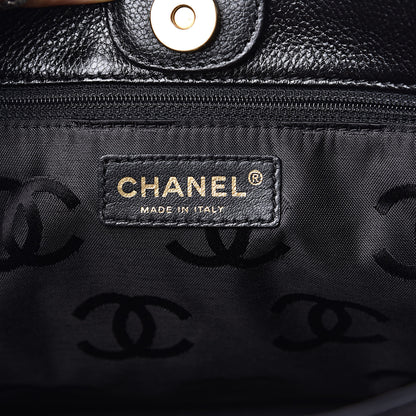 Chanel Calfskin Wood Chain Tote Black 6 of 15
