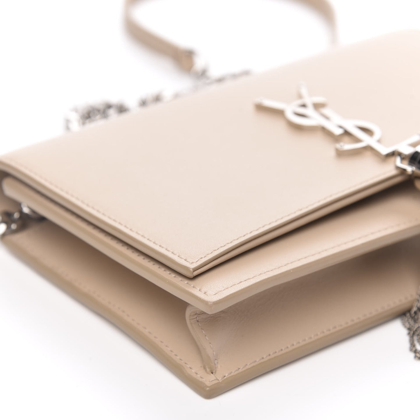 Smooth Calfskin Classic Monogram Kate Tassel Chain Wallet Nude Powder