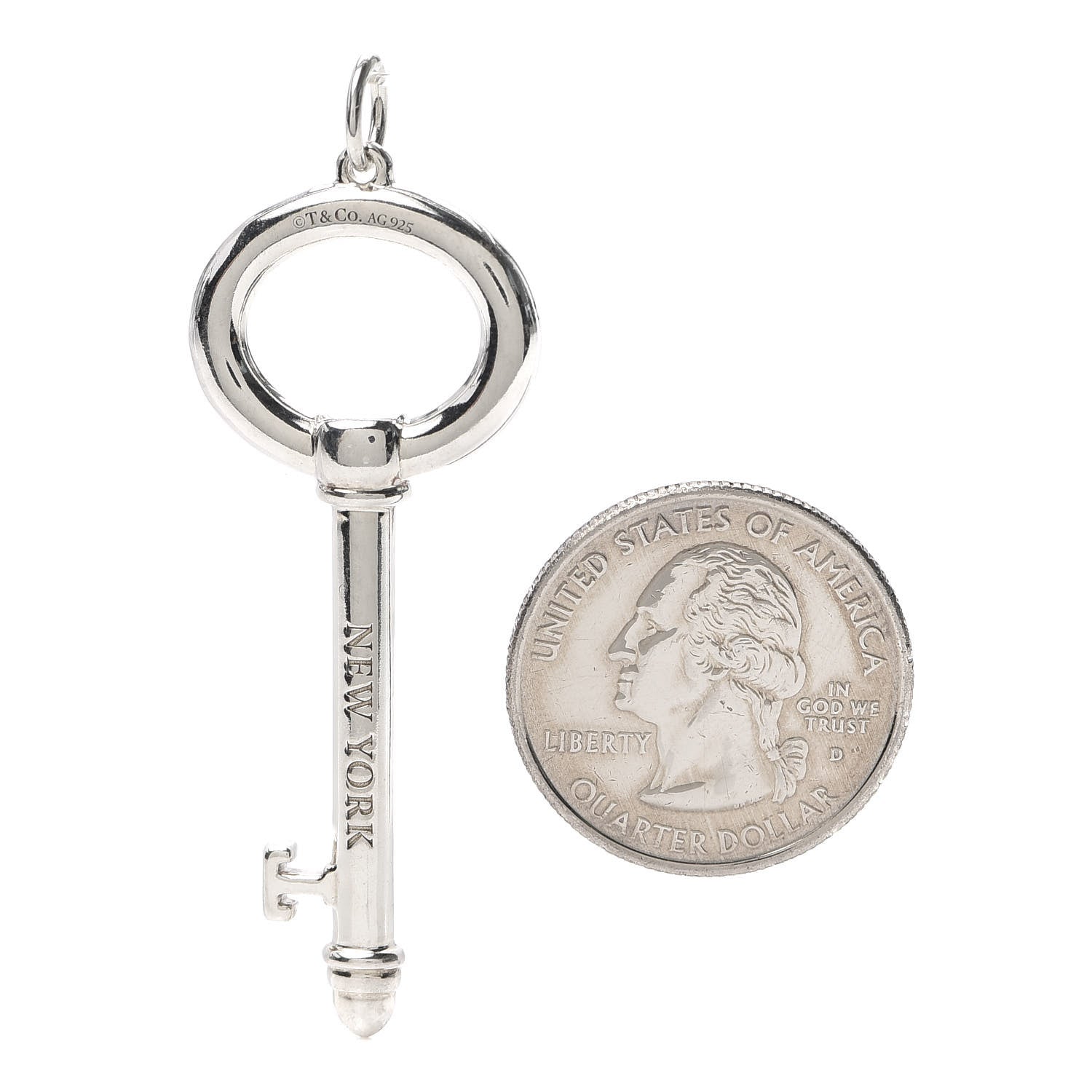 Tiffany Sterling Silver Modern Oval Key Pendant 2 of 2