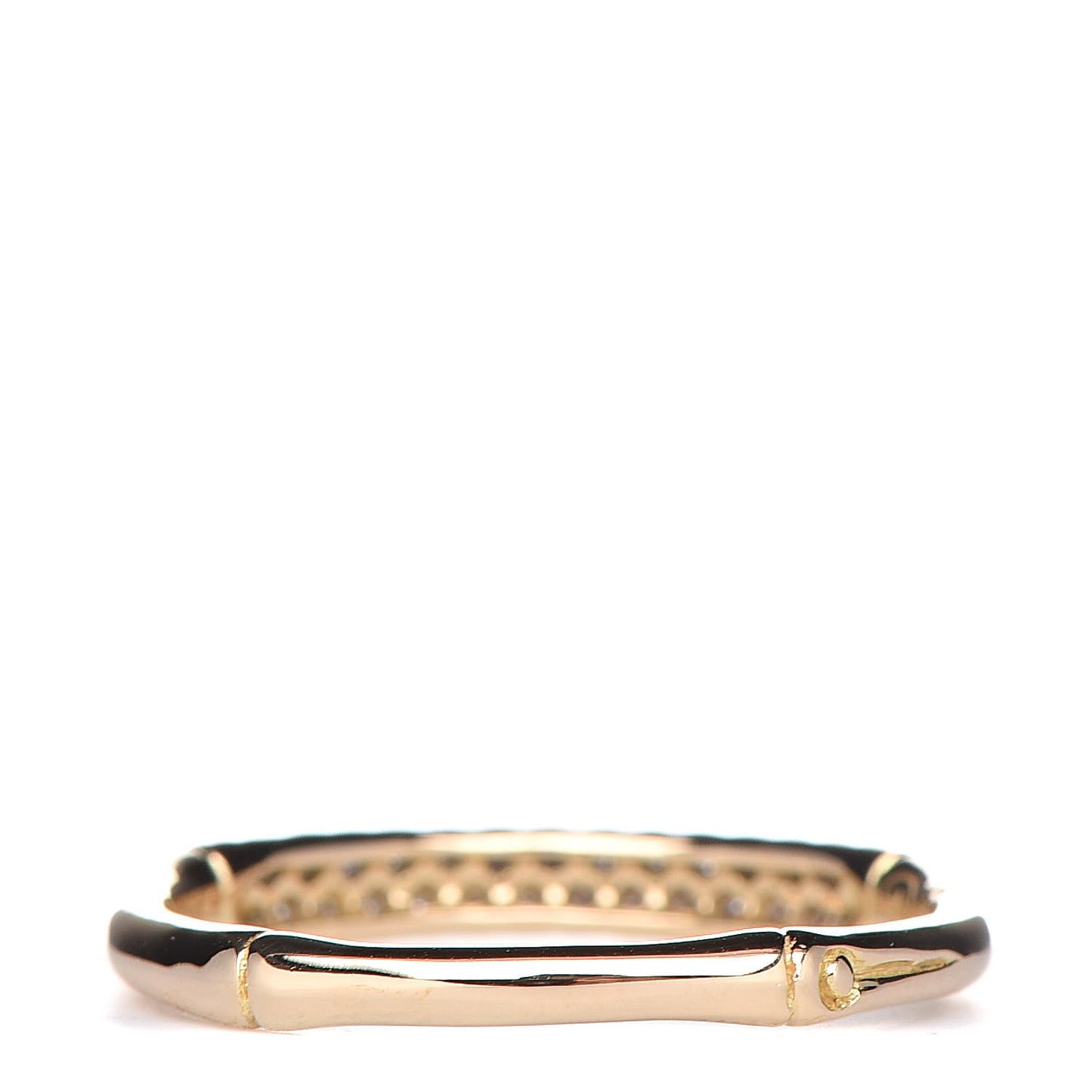 18K Yellow Gold Diamond Bamboo Slim Band Ring 54 7