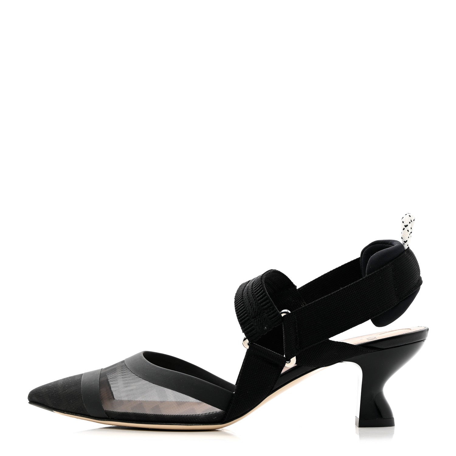 Fendi Technical Mesh FF Colibri Slingback Low-Heel Pumps 37.5 Black 1 of 13