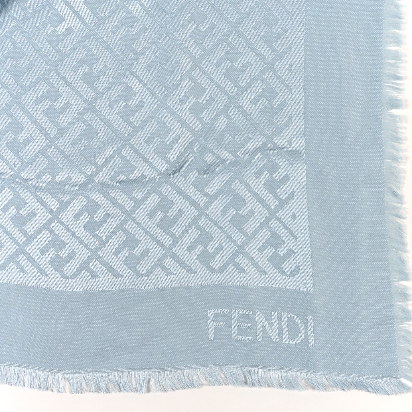 Silk Wool FF Scarf Light Blue