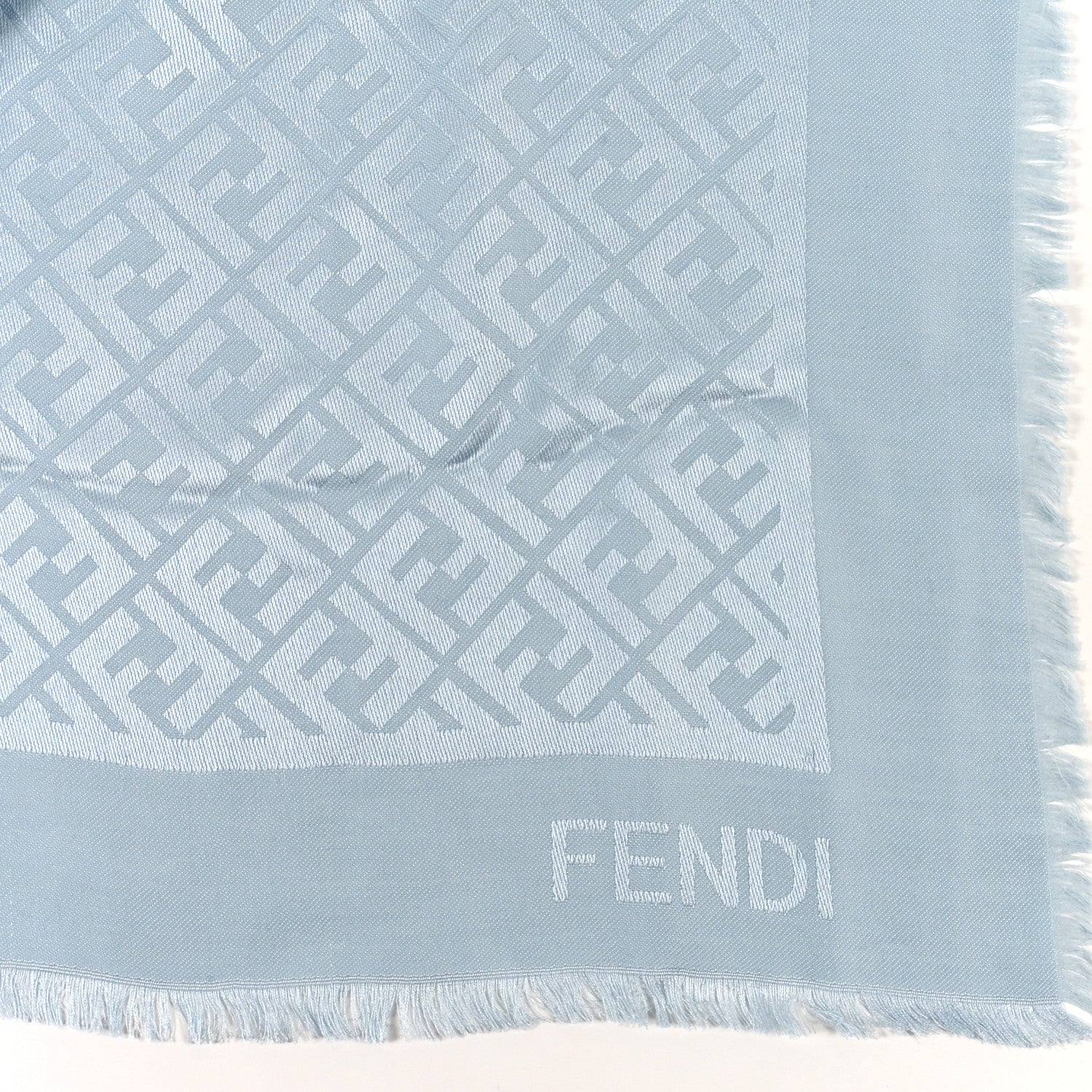 Fendi Silk Wool FF Scarf Light Blue 2 of 4