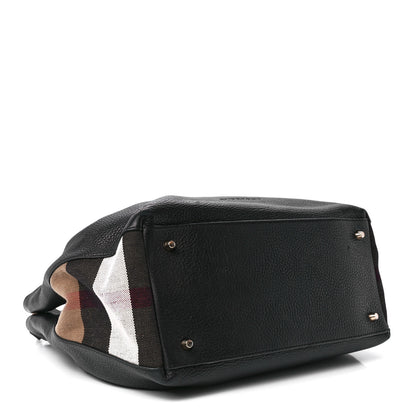 Burberry Grainy Calfskin House Check Medium Maidstone Black 4 of 13