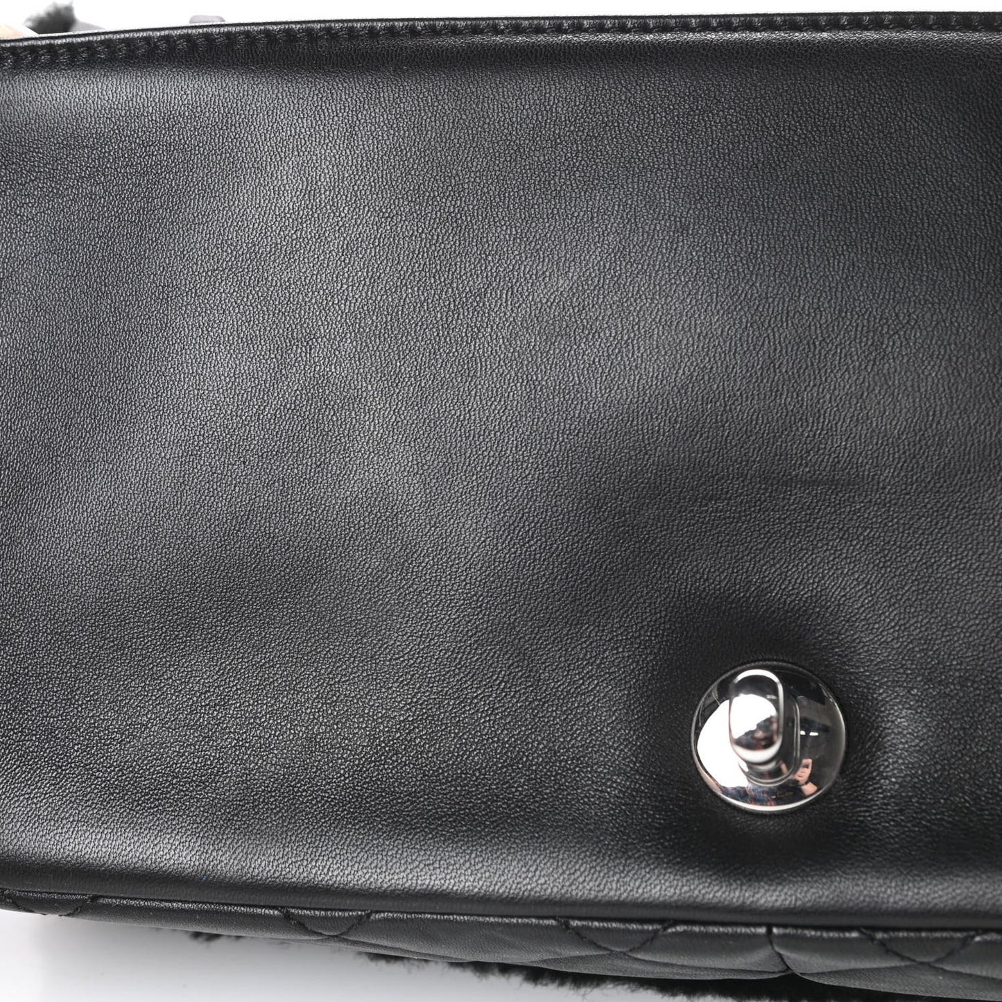 Shearling Lambskin Medium Chanel 100% Flap Black