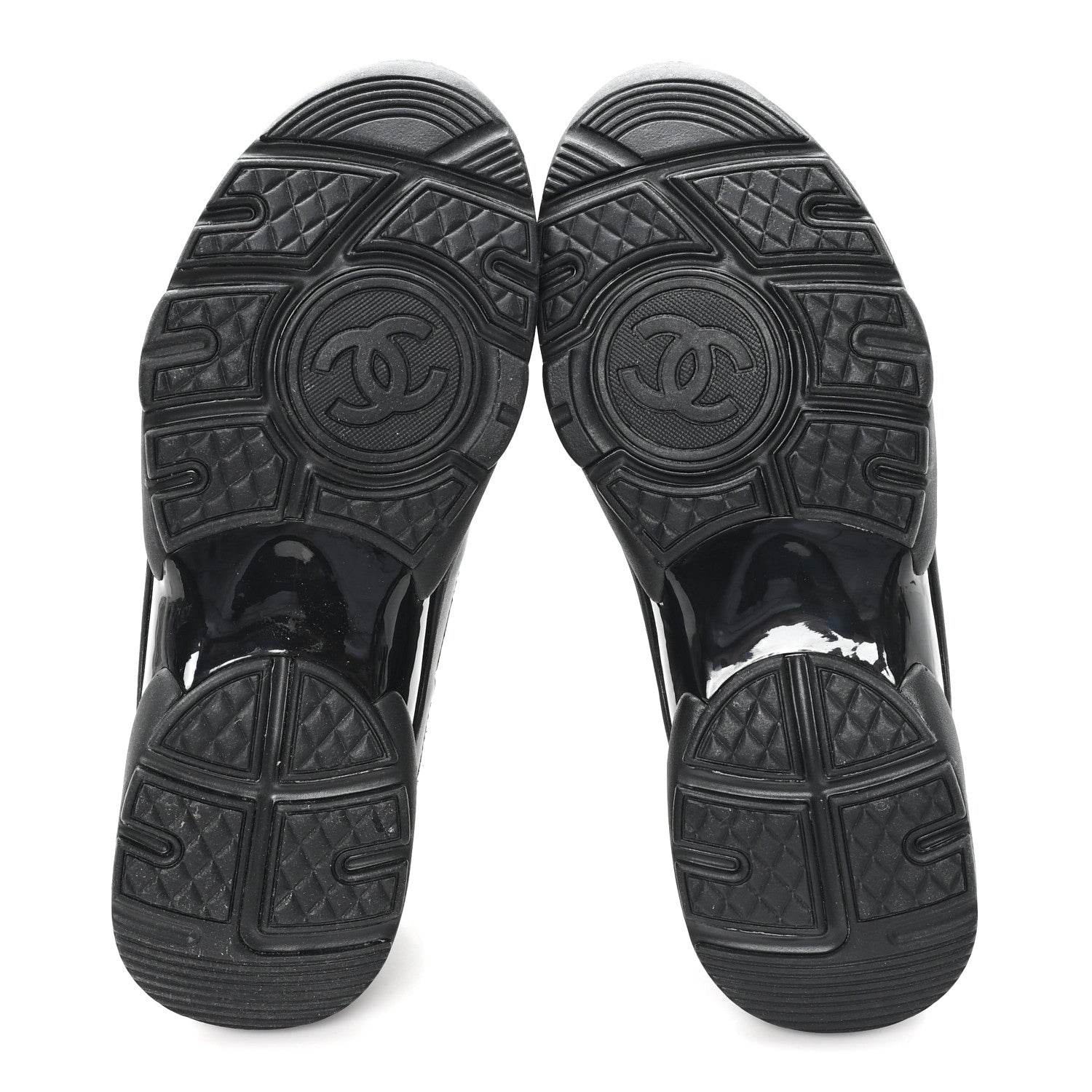 Chanel Lambskin Fabric CC Sneakers 36.5 Black 6 of 9