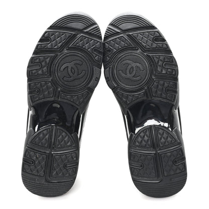 Chanel Lambskin Fabric CC Sneakers 36.5 Black 6 of 9