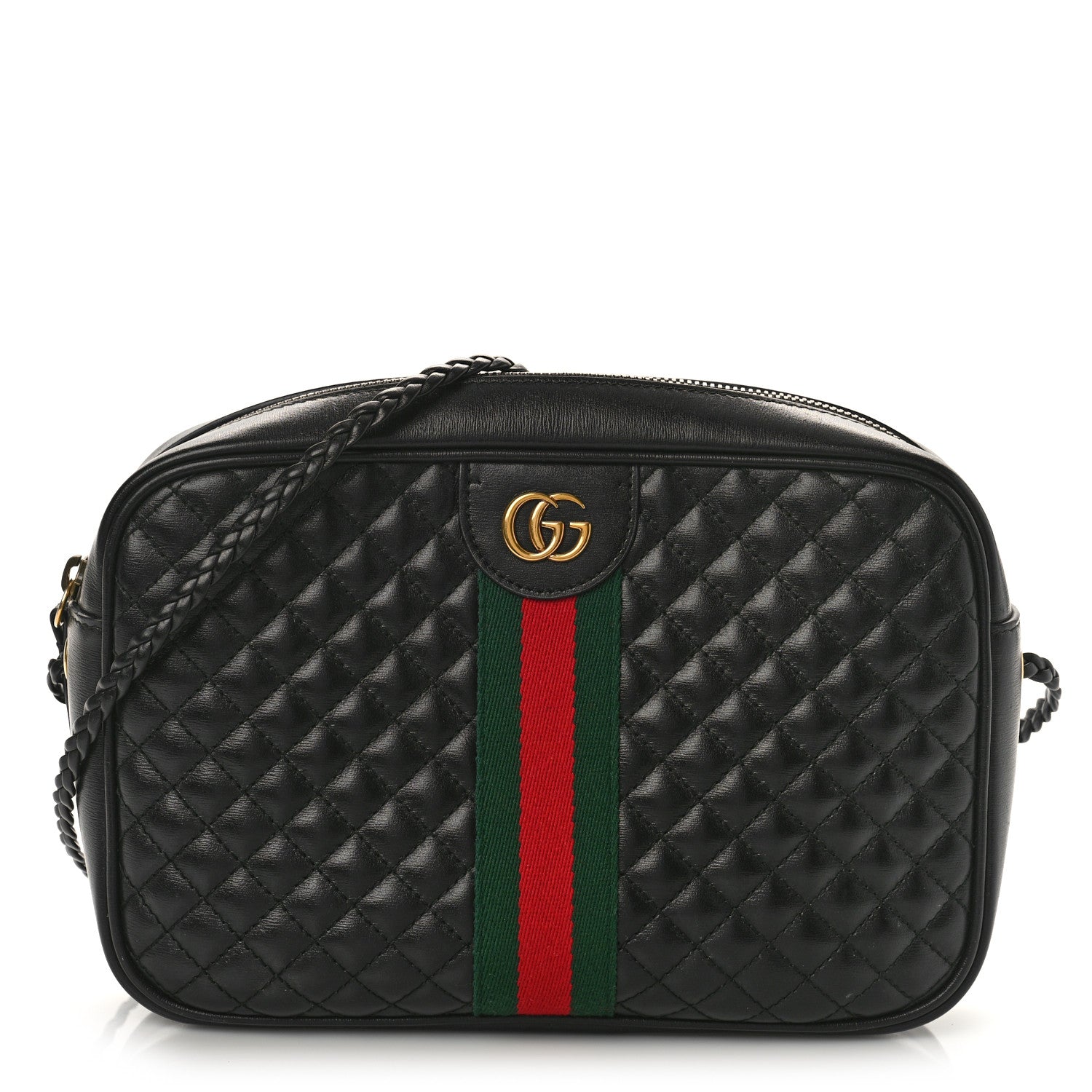 Gucci Calfskin Web Trapuntata Small GG Shoulder Bag Black 1 of 9
