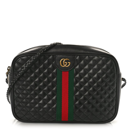 Gucci Calfskin Web Trapuntata Small GG Shoulder Bag Black 1 of 9