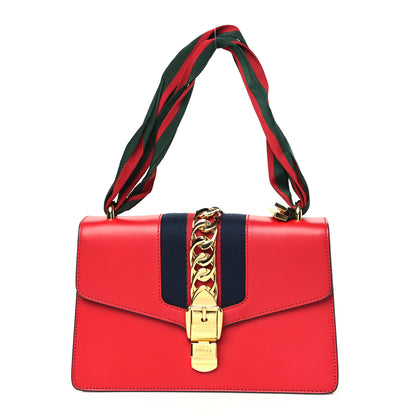 Gucci Calfskin Small Sylvie Shoulder Bag Hibiscus Red 1 of 10