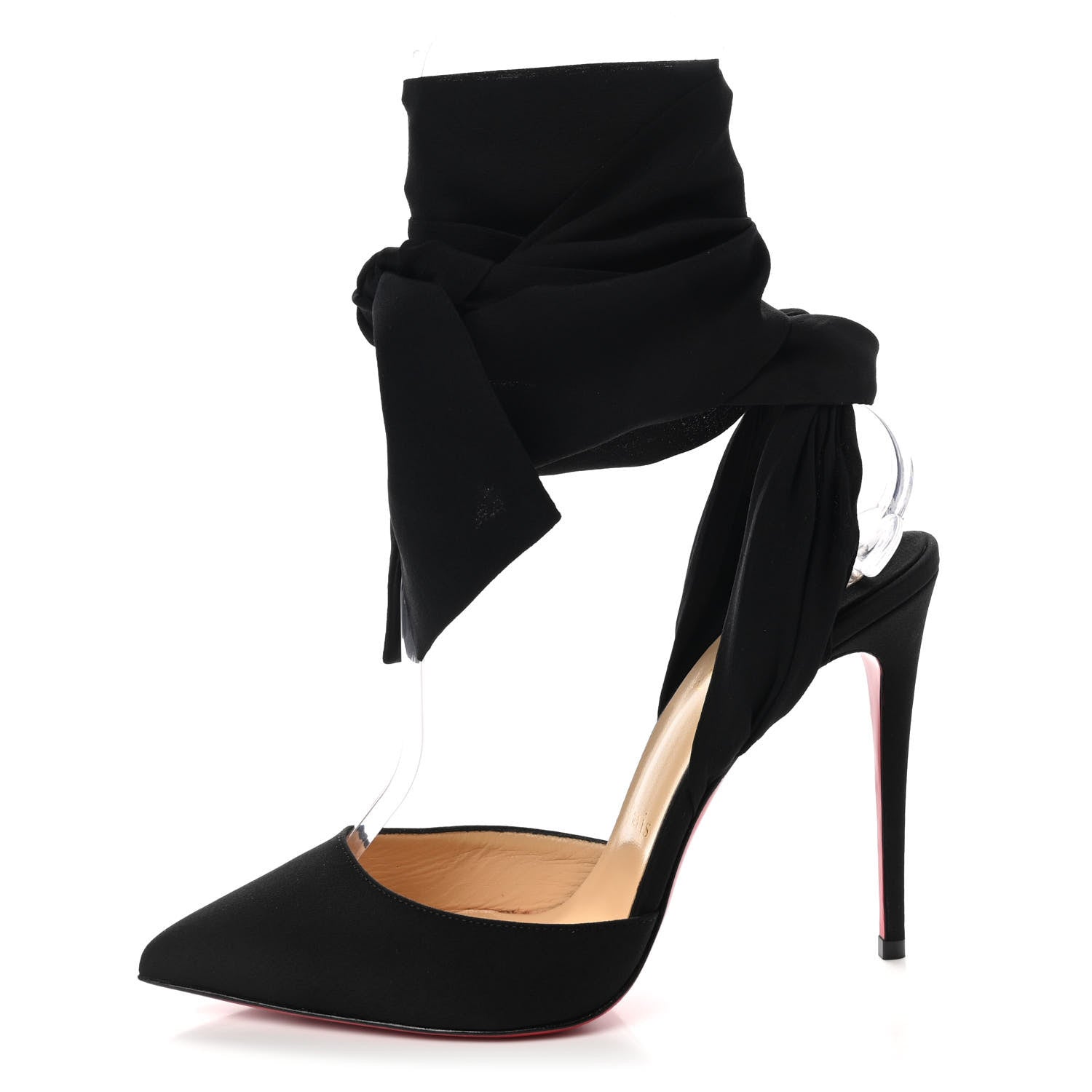 Christian Louboutin Satin Douce Du Desert 100 Heels 39 Black 1 of 7