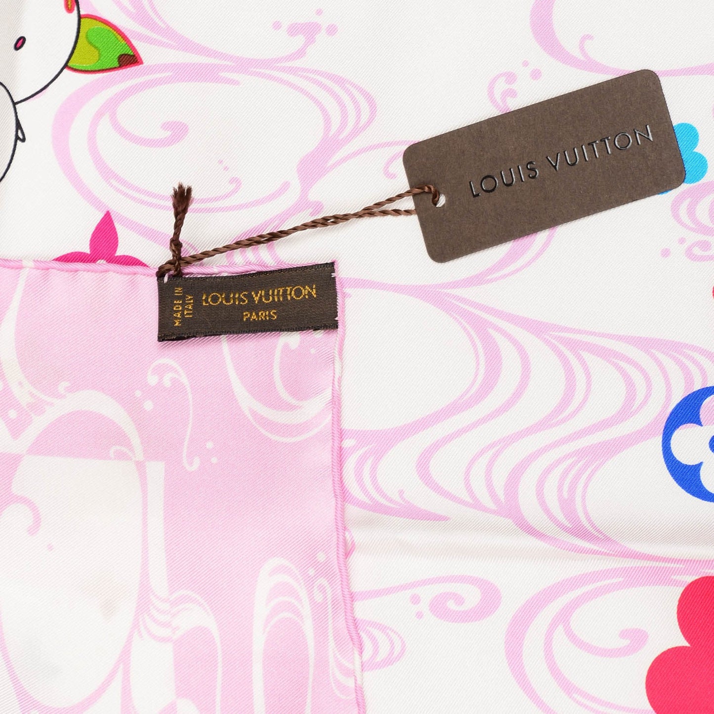 Silk Murakami Multicolor Panda Waves Scarf Rose