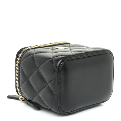 Chanel Lambskin Quilted Mini Vanity Case With Chain Black 5 of 20