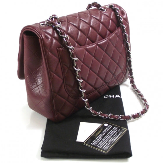 Caviar JUMBO Classic Flap Dark Red