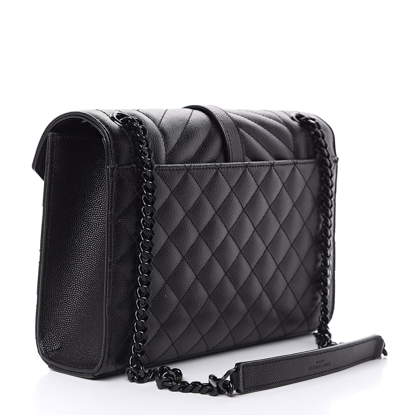Grain De Poudre Textured Mixed Matelasse Triquilt Medium Monogram Satchel Black