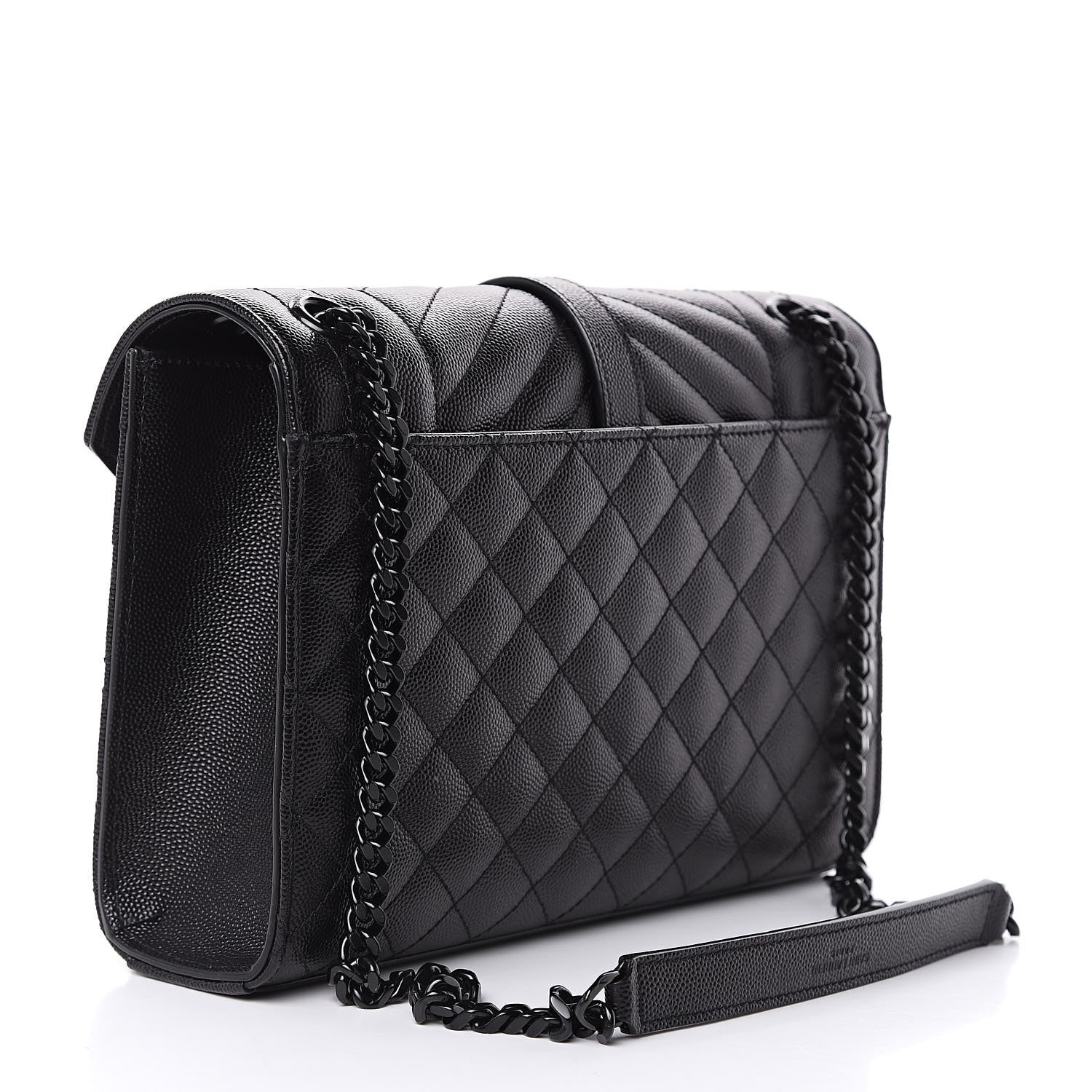 Saint Laurent Grain De Poudre Textured Mixed Matelasse Triquilt Medium Monogram Satchel Black 3 of 9