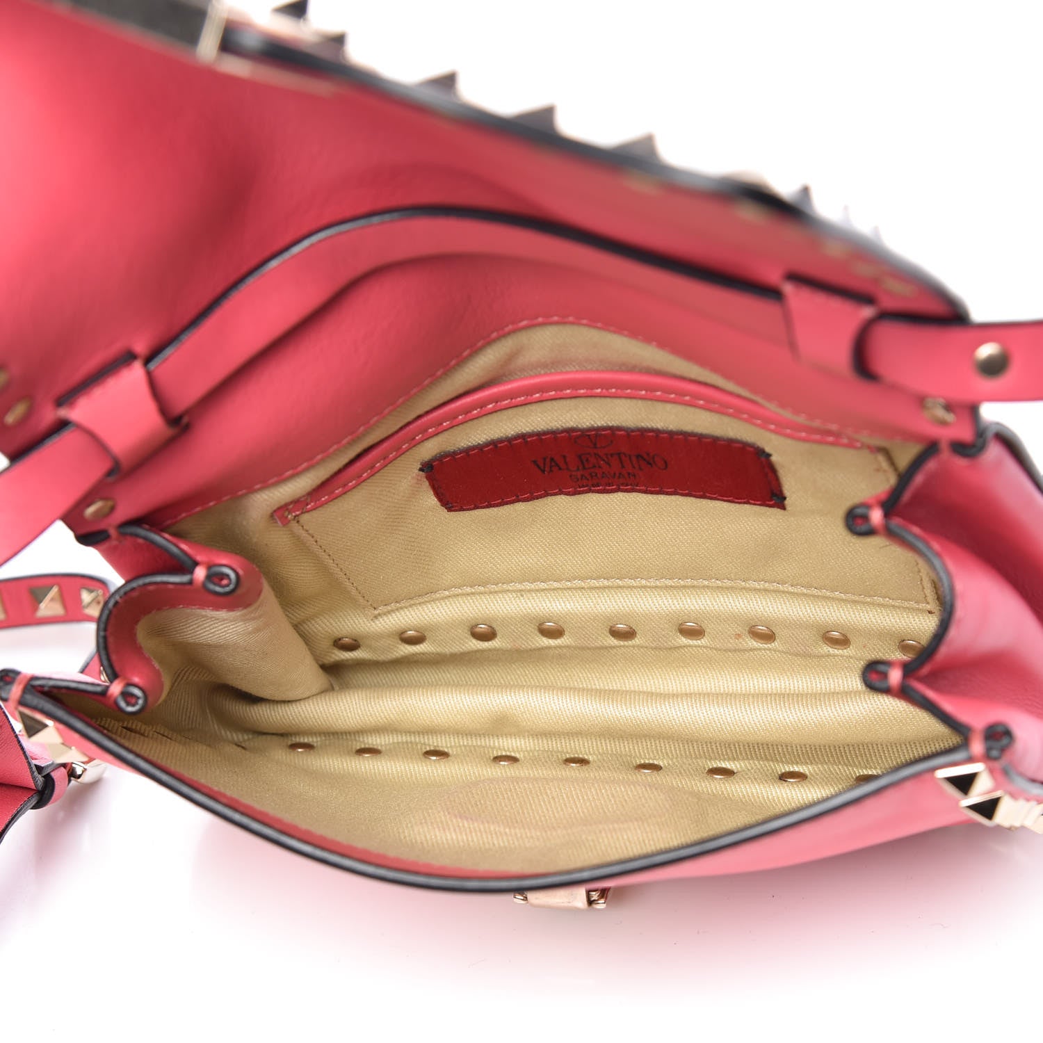 Valentino Garavani Vitello Mini Rockstud Flap Saddle Crossbody Bag Deep Rose 7 of 12