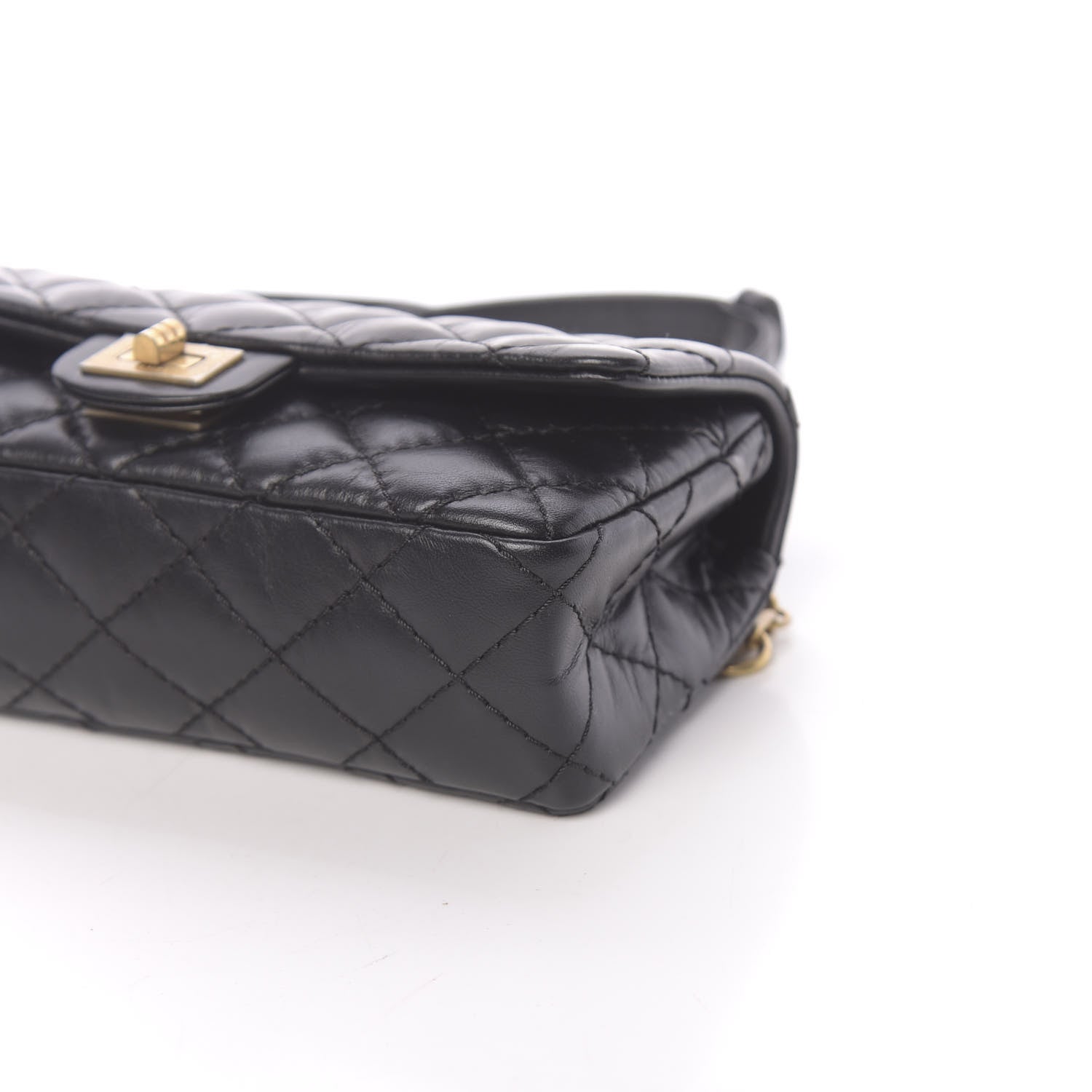 Chanel Aged Calfskin Quilted 2.55 Reissue Chain Waist Bag Black 9 of 11