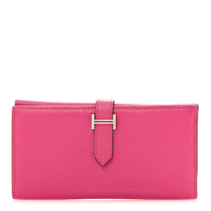 Hermes Chevre Mysore Tri-Fold Bearn Wallet Rose Shocking 1 of 11