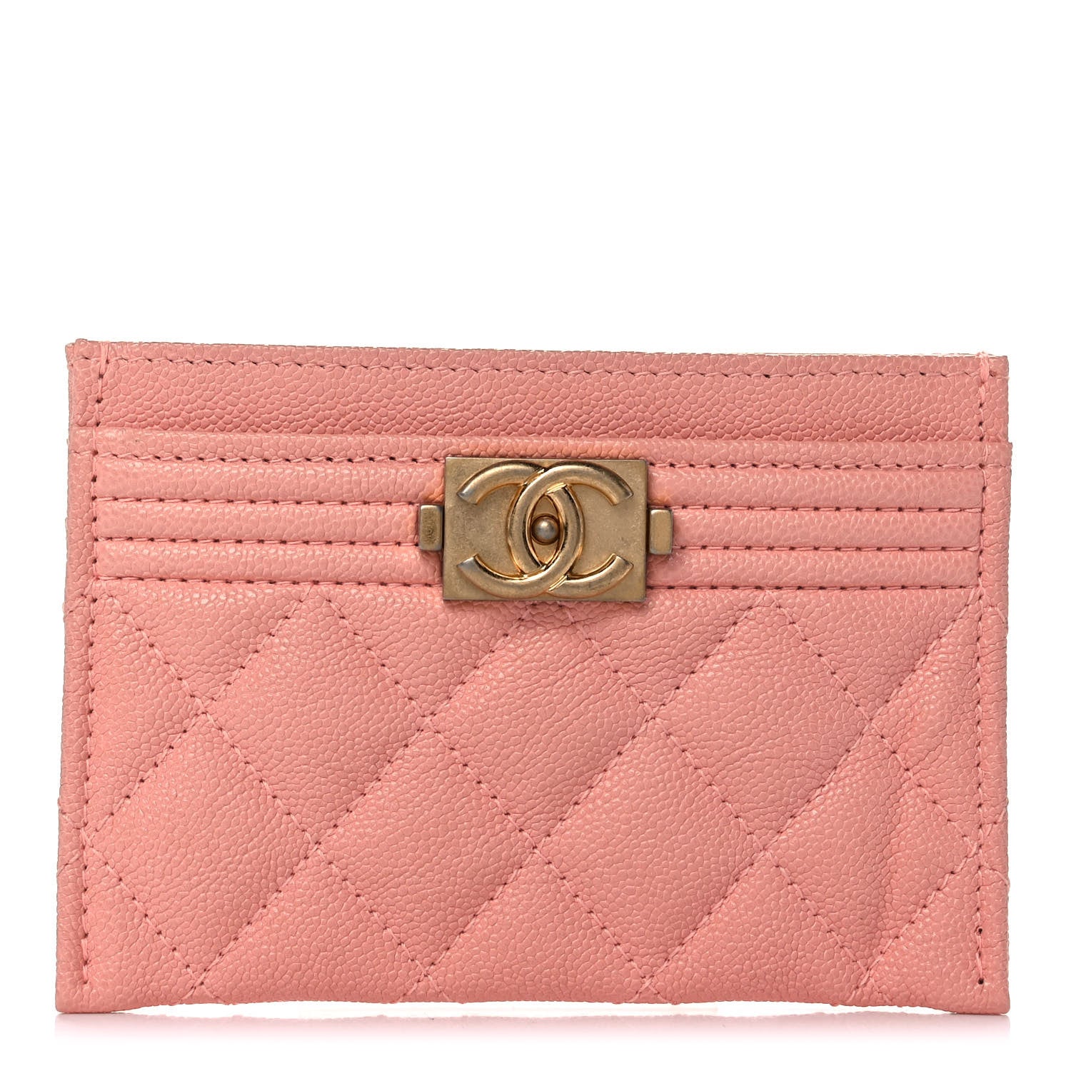 Chanel Caviar Quilted Boy Card Holder Pink 1 of 9