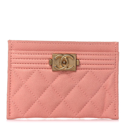 Chanel Caviar Quilted Boy Card Holder Pink 1 of 9