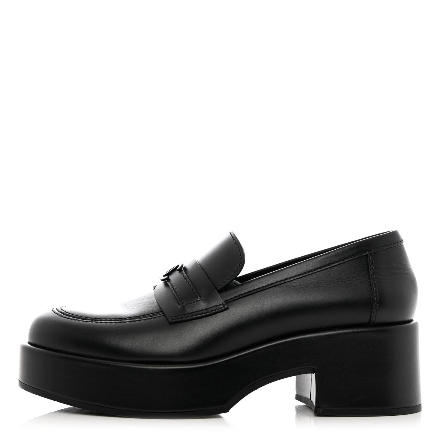 Calfskin CC Platform Loafers 39.5 Black