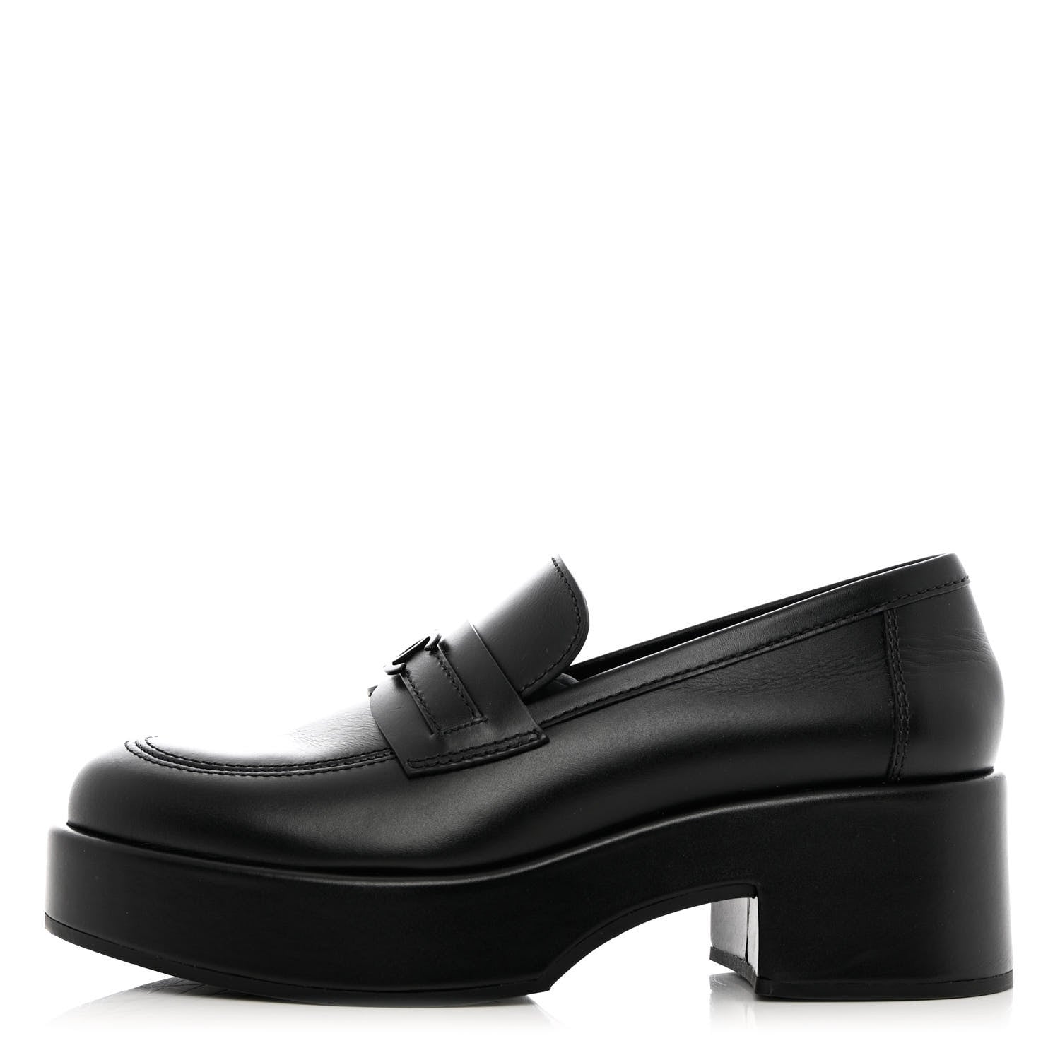 Chanel Calfskin CC Platform Loafers 39.5 Black 1 of 12