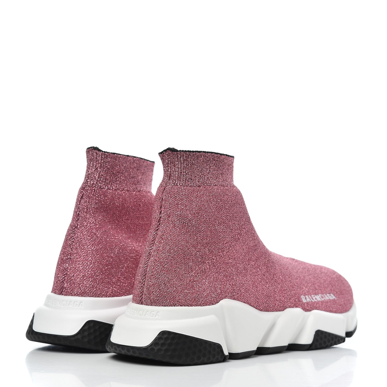 Balenciaga Laminated Knit Bi-Color Sole Womens Speed Sneakers 40 Pink White Black 4 of 9