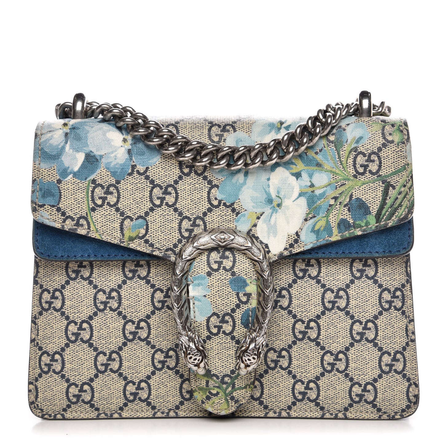 GG Supreme Monogram Blooms Mini Dionysus Shoulder Bag Beige Navy Vintage Blue