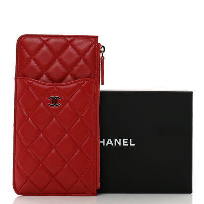 Chanel Lambskin Quilted Classic Flat Wallet Pouch Red 8 of 8