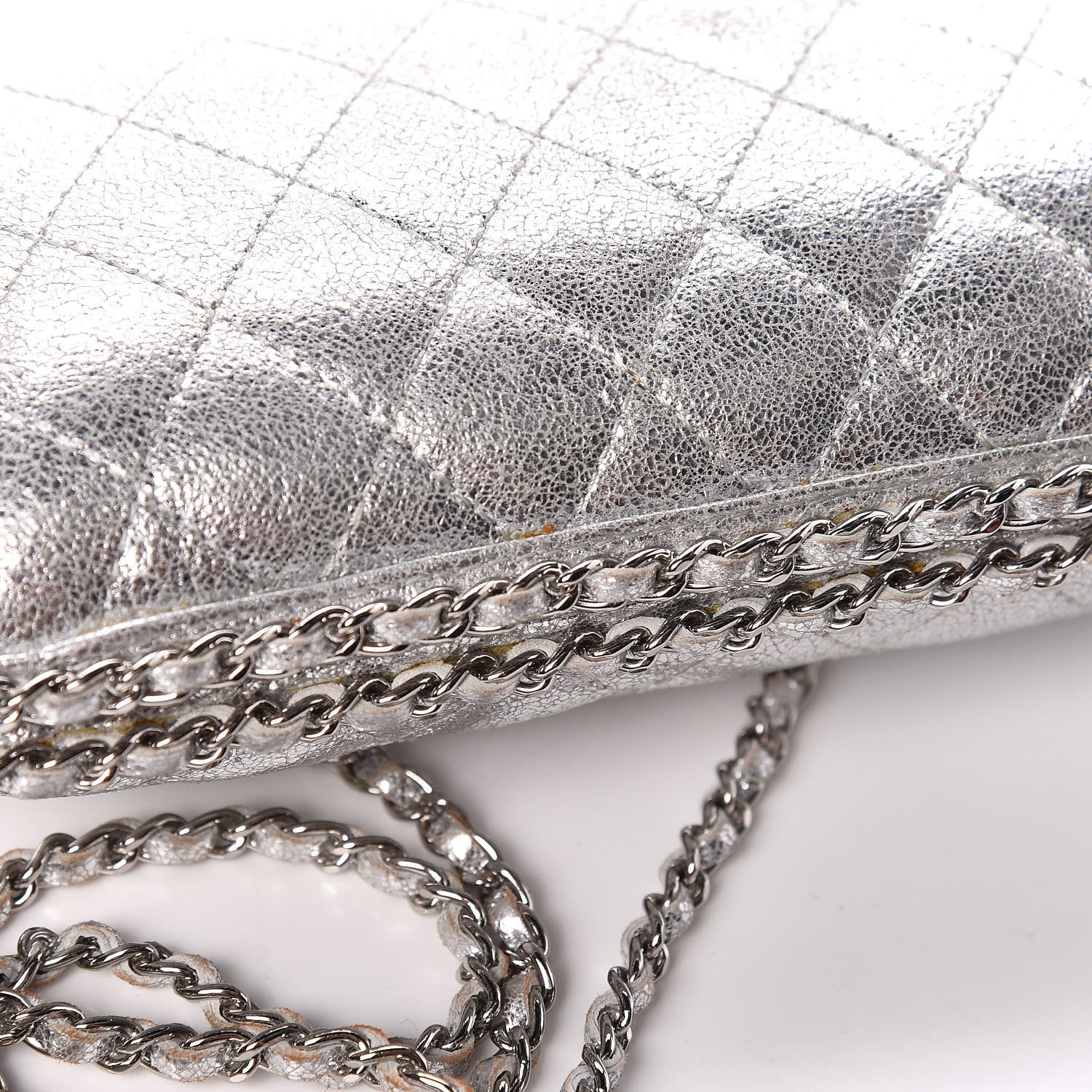 Chanel Metallic Lambskin Small Chain Around Clutch Silver 13 of 15