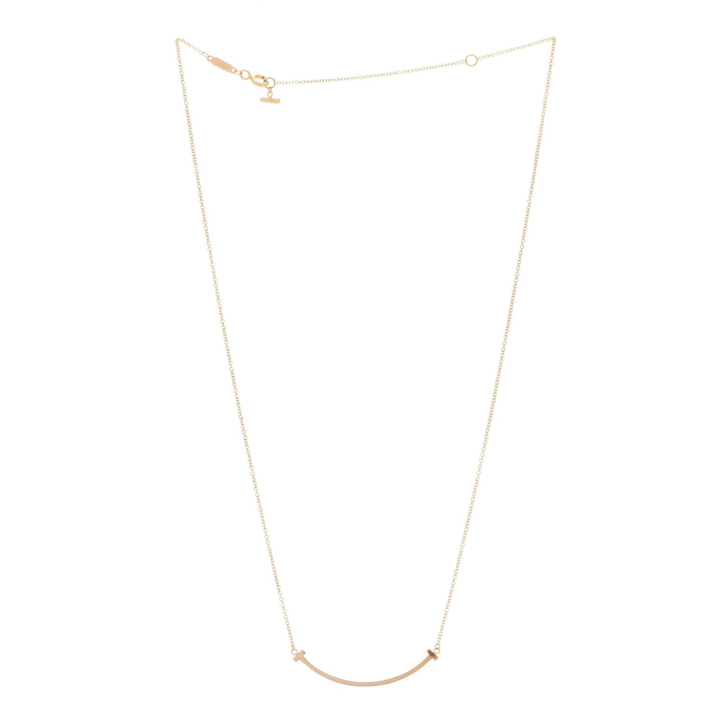 18K Yellow Gold Small T Smile Pendant Necklace