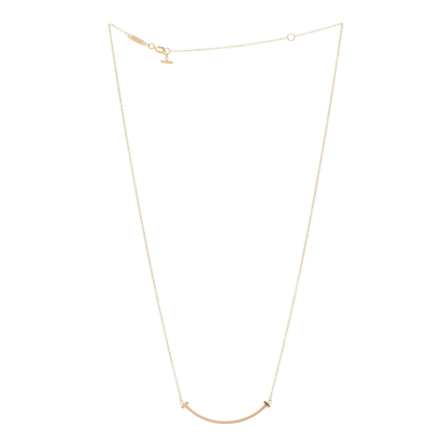 Tiffany 18K Yellow Gold Small T Smile Pendant Necklace 3 of 6