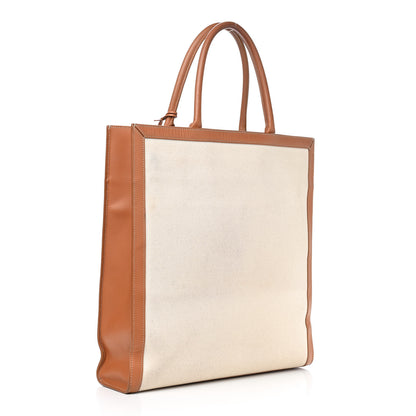 Celine Canvas Calfskin Vertical Cabas Natural Tan 3 of 12