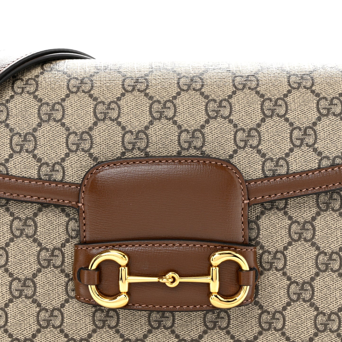 GG Supreme Monogram Horsebit 1955 Shoulder Bag Beige Brown Sugar