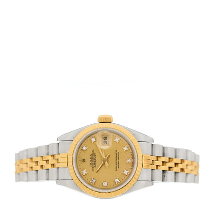 Rolex Stainless Steel 18K Yellow Gold Diamond 26mm Oyster Perpetual Datejust Watch Champagne 69173 2 of 4