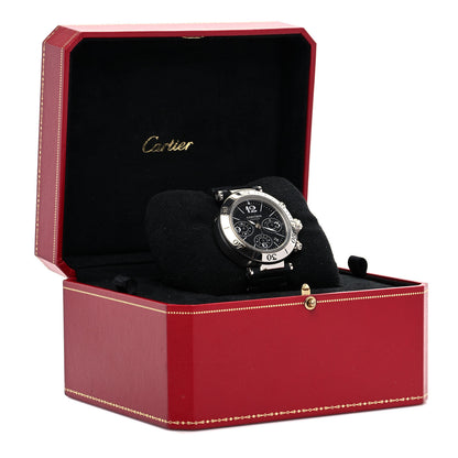 Cartier Stainless Steel Rubber 42mm Pasha Seatimer Date Chronograph Automatic Watch Black 5 of 5