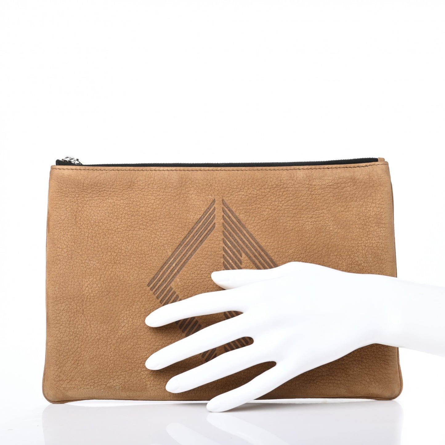 Suede Zip Pouch Beige