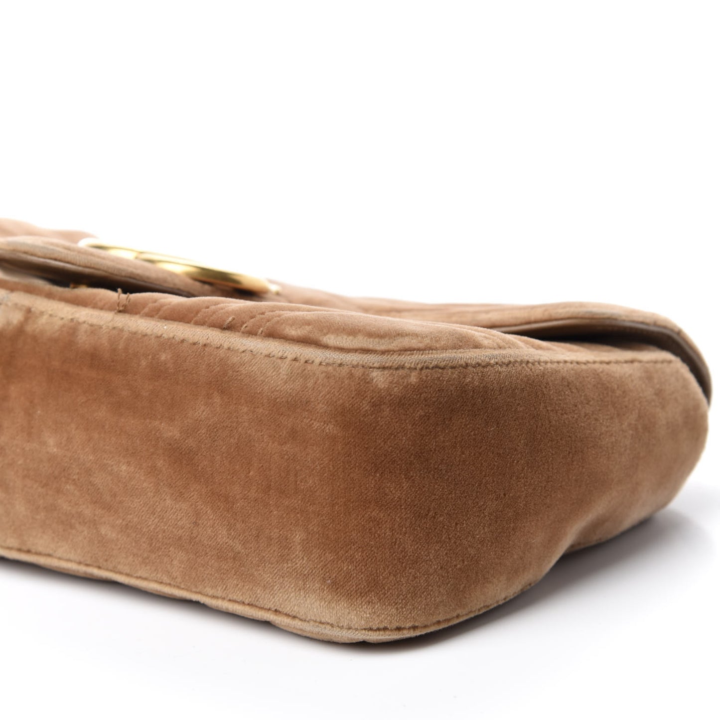 Velvet Matelasse Small GG Marmont Shoulder Bag Taupe