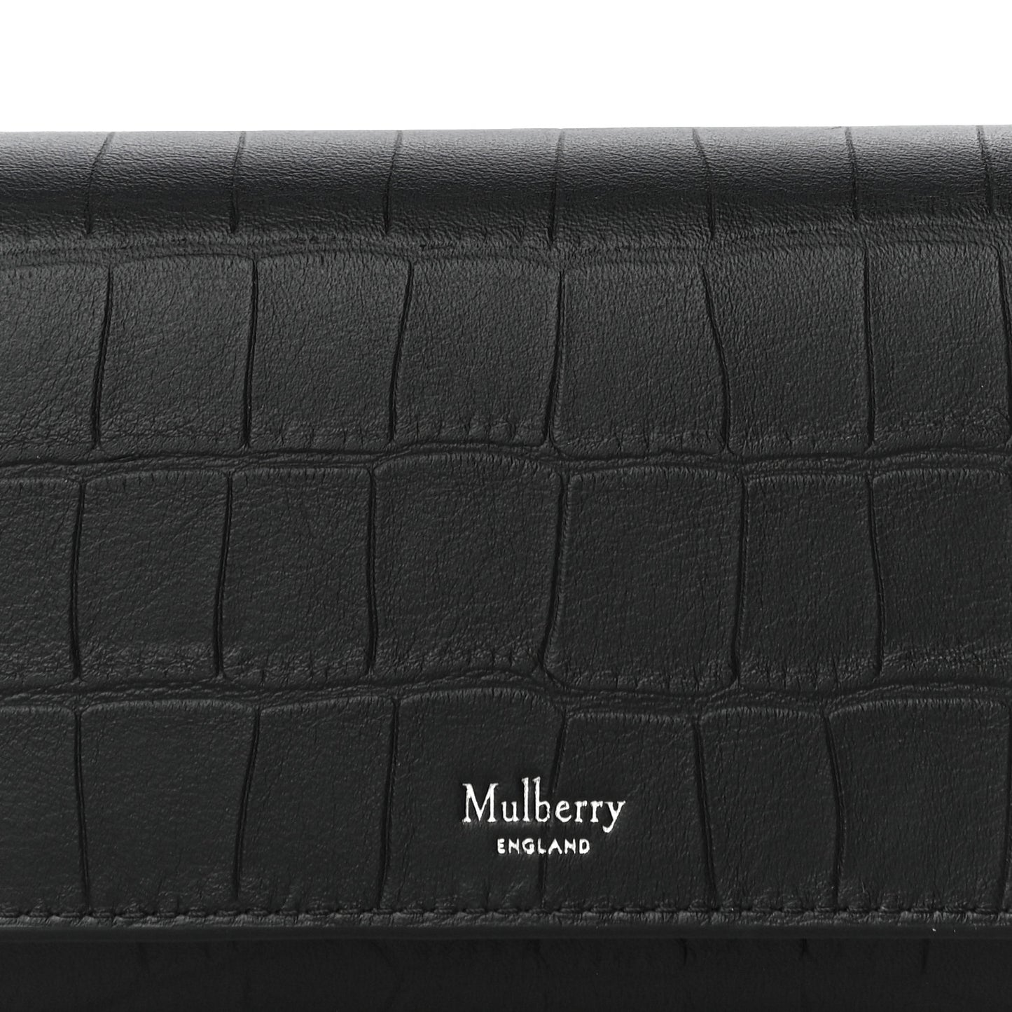 Crocodile Embossed Calfskin Wallet Black