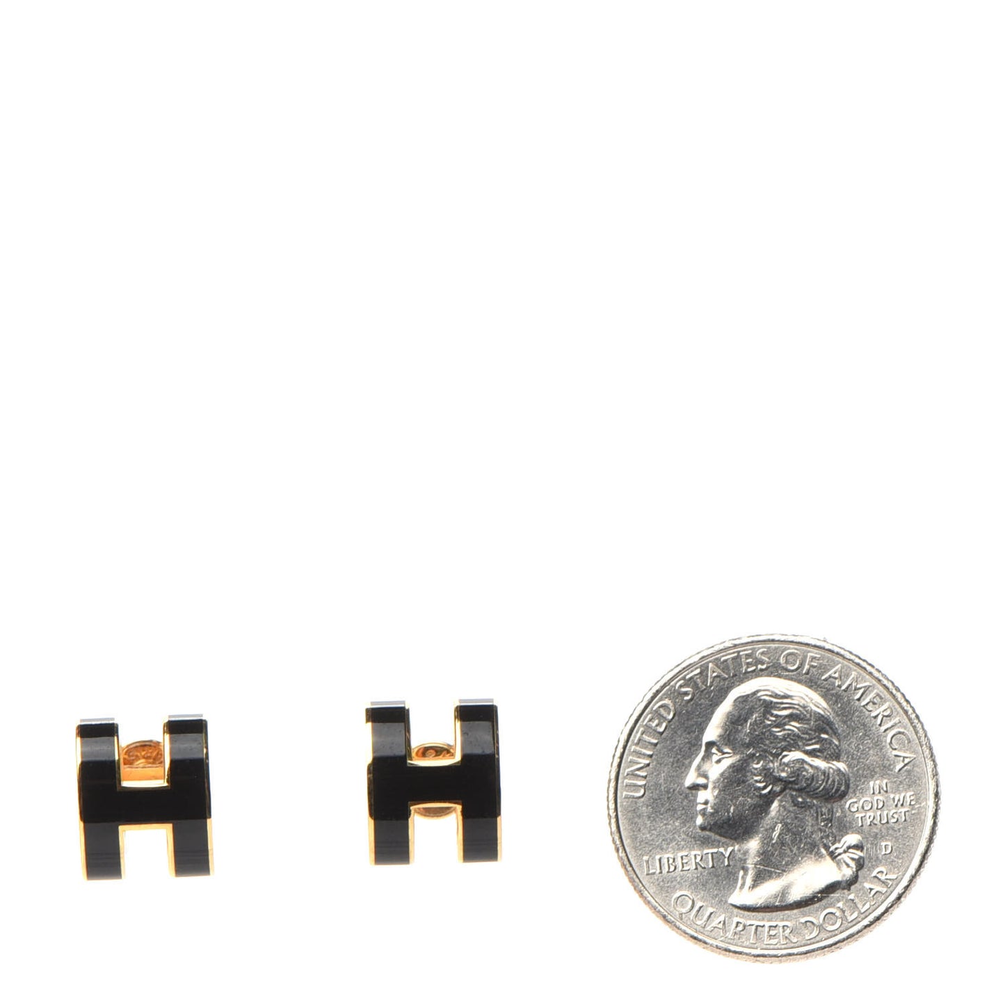 Gold Lacquered Pop H Earrings Black