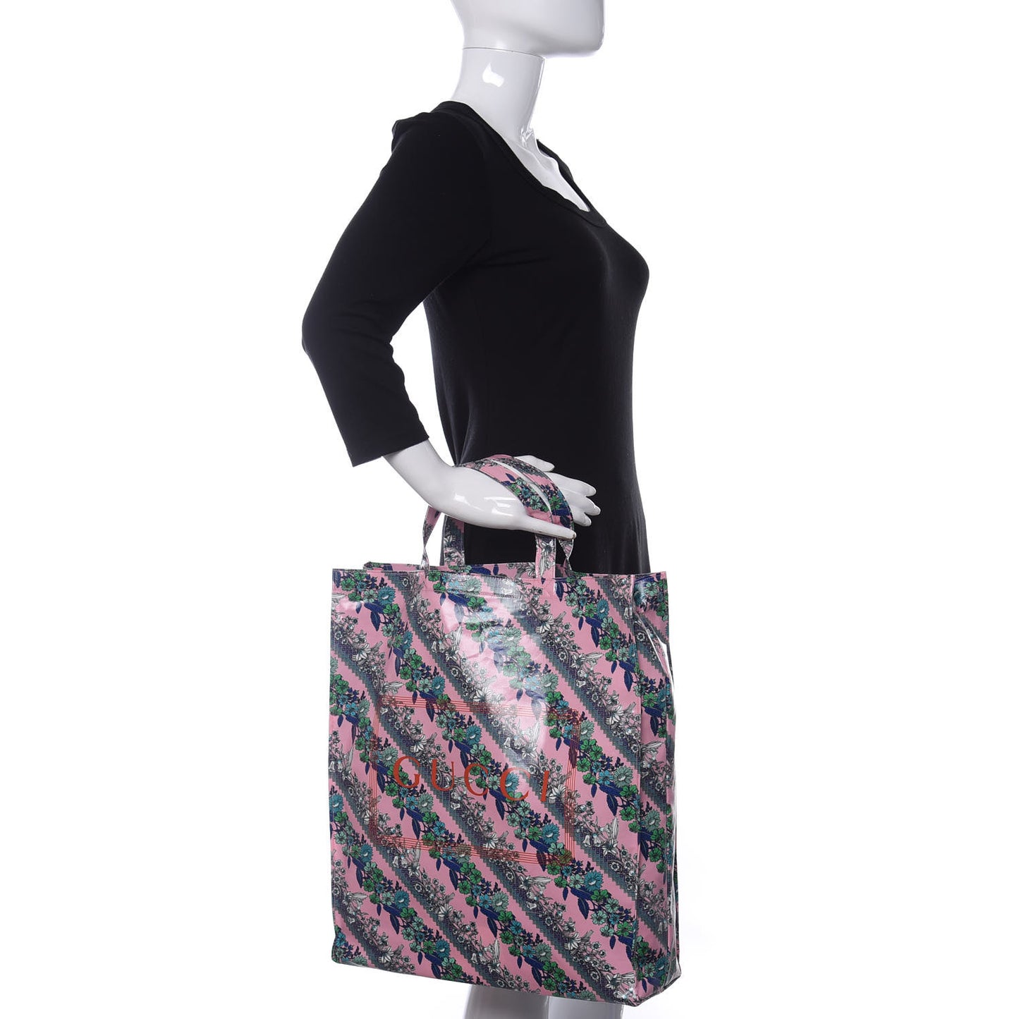 Patent Canvas Frame Logo Bouquet Print Vertical Tote Pink Daisy