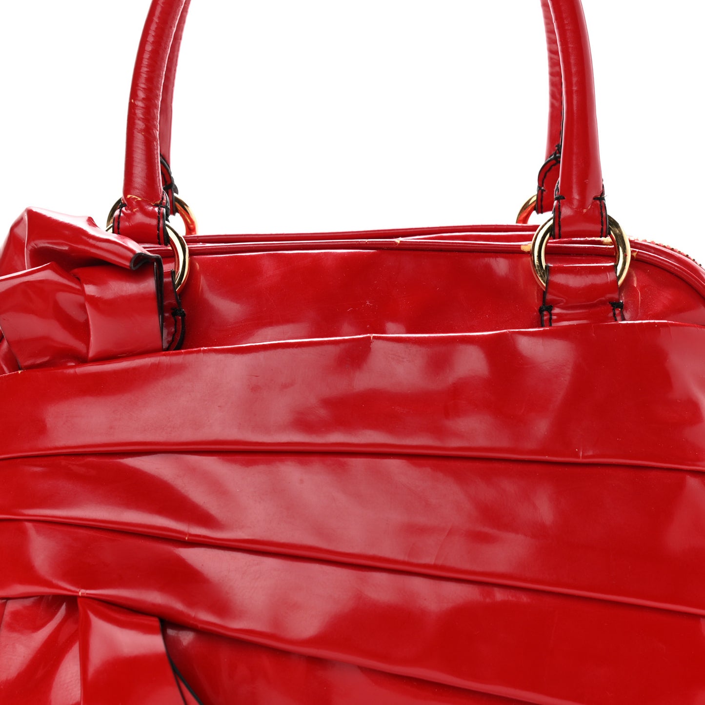 Patent Lacca Bow Bowling Bag Red