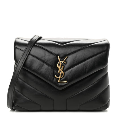 Saint Laurent Calfskin Y Quilted Monogram Toy Loulou Crossbody Bag Black 1 of 14