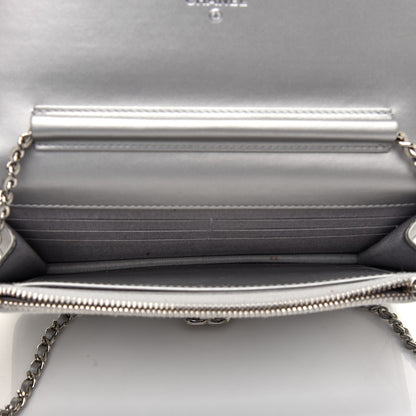 Chanel Patent Quilted Golden Class Wallet on Chain WOC Silver 5 of 9