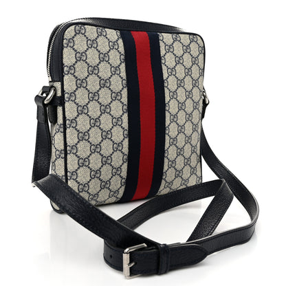 Gucci GG Supreme Monogram Textured Dollar Calfskin Web Small Ophidia Messenger Bag Beige Blue 3 of 10